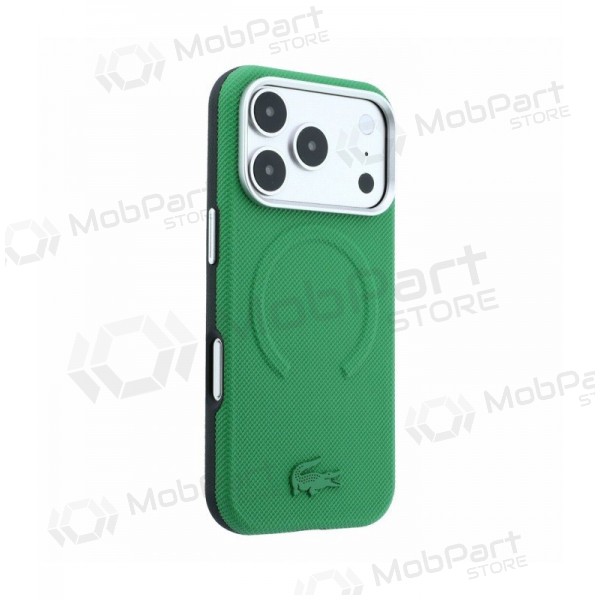 Apple iPhone 18 Pro deksel - Lacoste PVC Petit Pique Semi Wrap Embossed MagSafe (grønn)
