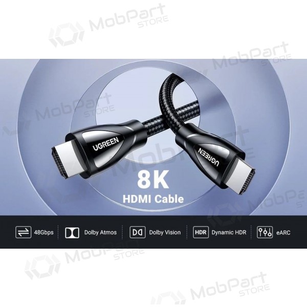 HDMI-kabel Ugreen HD140 80401 HDMI til HDMI 1 m HDMI 2.1 8K@60Hz svart
