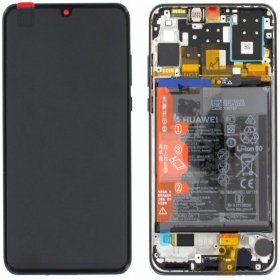 Huawei P30 Lite New Edition 2020 (02353FPX/02353DQU) skjerm (svart) (med ramme og batteri) (service pack) (original)