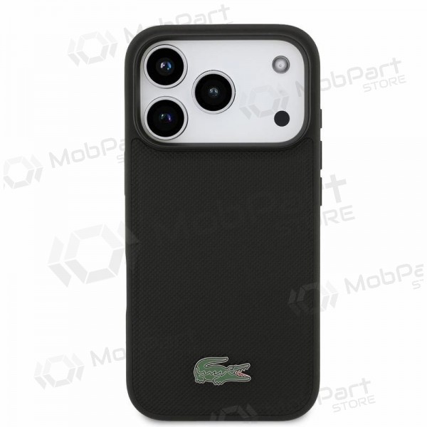 Apple iPhone 18 Pro deksel - Lacoste PVC Iconic Petit Pique Metal Logo MagSafe (svart)