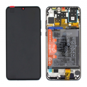 Huawei P30 Lite New Edition 2020 (02353FPX/02353DQU) skjerm (svart) (med ramme og batteri) (service pack) (original)