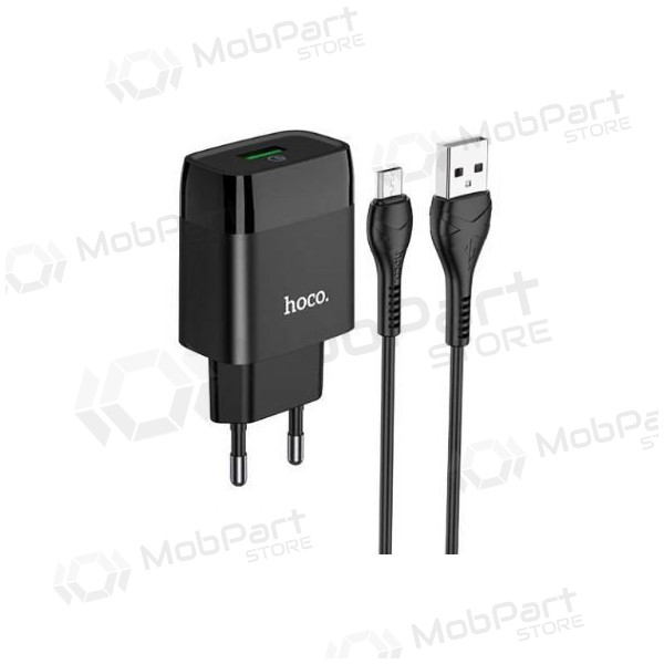 Lader HOCO C72Q Glorious USB + microUSB kabel (QC3.0) (svart)