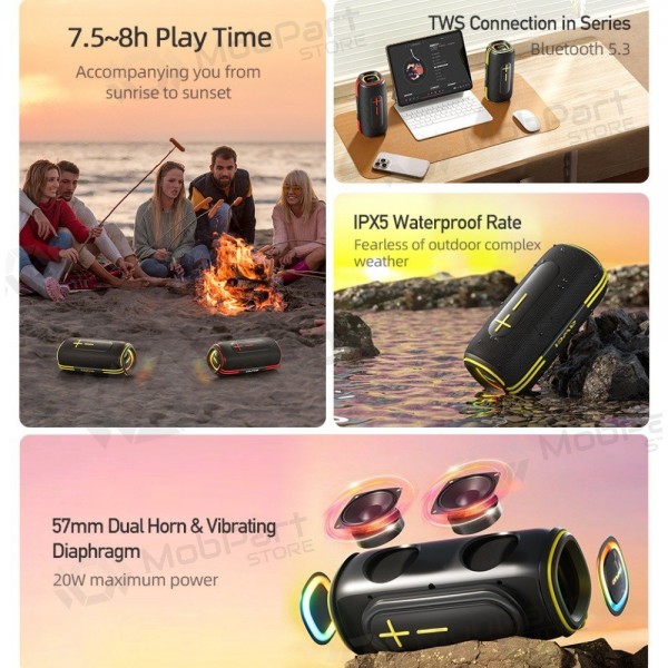 Bluetooth bærbar høyttaler Awei KA5 20W svart