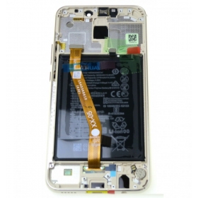 Huawei Mate 20 Lite skjerm (gyllen) (med ramme og batteri) (service pack) (original)