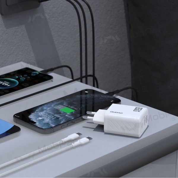 Telefonlader Dudao A28PC 45 W GaN 2x USB-C med USB-C-kabel 1 m svart