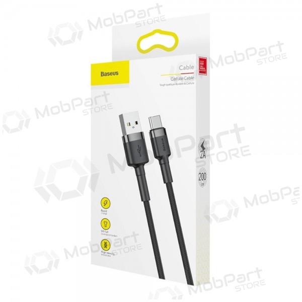 USB-kabel Baseus Cafule Type-C 2.0m 2.0A (grå-svart) CATKLF-CG1