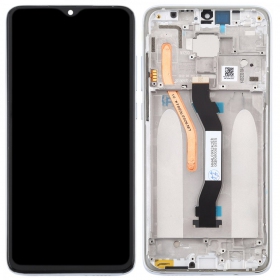Xiaomi Redmi Note 8 Pro skjerm (hvit) (med ramme) (service pack) (original)