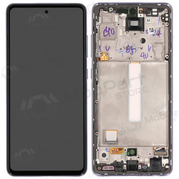 Ekranas Samsung A525/A526 A52 4G/5G 2021 su lietimui jautriu stikliuku og rėmeliu Awesome Violet OLED (real size)
