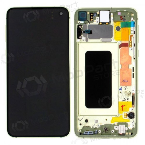 Samsung G970F Galaxy S10e skjerm (Canary Yellow) (med ramme) (brukt grade A, original)