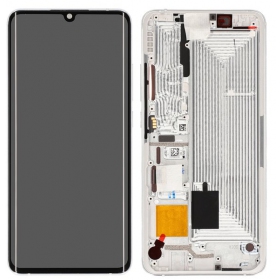 Xiaomi Mi Note 10 / Mi Note 10 Pro / Mi Note 10 Lite skjerm (hvit) (med ramme) (service pack) (original)