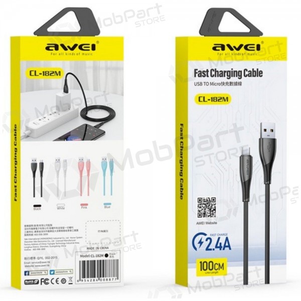 Micro USB-kabel Awei CL-182M USB-A til Micro USB 1 m svart
