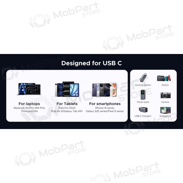 USB-C-kabel Ugreen L706 USB-C til USB-C 1 m 240 W svart