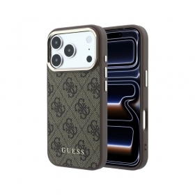 Apple iPhone 18 Pro deksel - Guess PU Leather 4G Gold Frame MagSafe