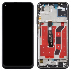 Huawei P40 Lite skjerm (svart) (med ramme) (brukt grade A, original)