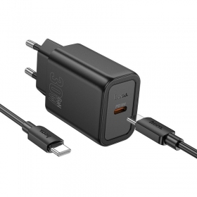 Telefonlader Hoco N62 GaN USB-C med USB-C-kabel 1 m svart