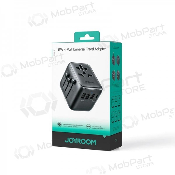 Universell kelioninis lader Joyroom JR-TCW01 3xUSB-A/USB-C svart