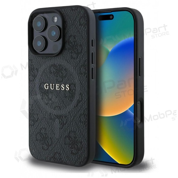 Apple iPhone 16 Pro Max deksel - Guess PU Leather 4G Colored Ring MagSafe (svart)