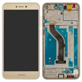 Huawei P8 Lite 2017 / P9 Lite 2017 / Honor 8 Lite skjerm (gyllen) (med ramme) (brukt grade B, original)