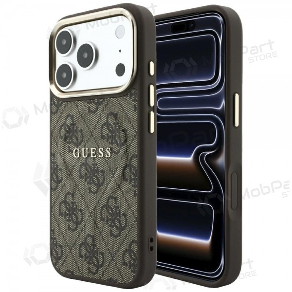Apple iPhone 18 Pro Max deksel - Guess PU Leather 4G Gold Frame Embossed MagSafe (brun)