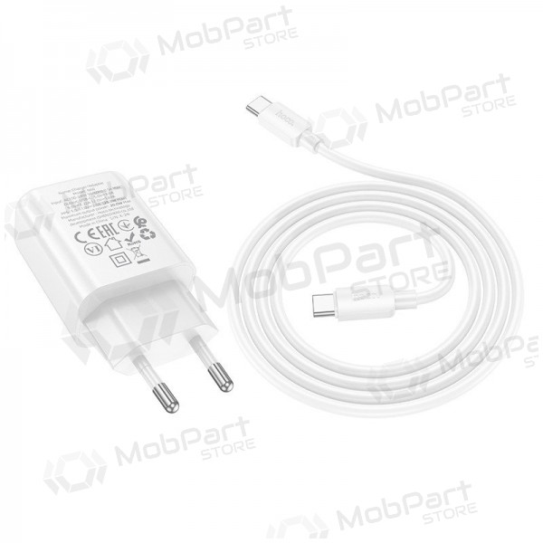 Telefonlader Hoco N60 GaN USB-C med USB-C-kabel 1 m hvit