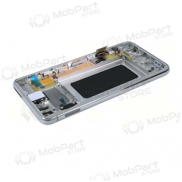 Samsung G970F Galaxy S10e skjerm (Prism White) (med ramme) (brukt grade A, original)