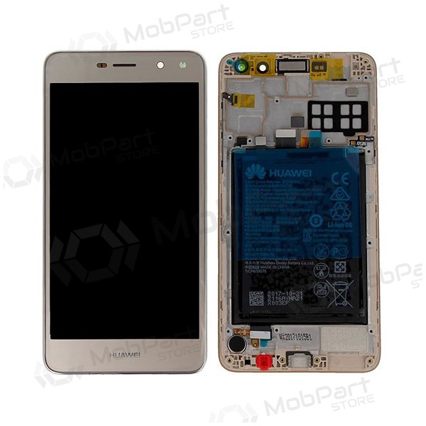 Huawei Y6 2017 (Nova Young) / Y5 2017 (Y5-3) skjerm (gyllen) (med ramme og batteri) (service pack) (original)