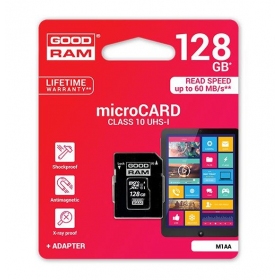 Minnekort GOODRAM MicroSD 128Gb (class 10) + SD adapter