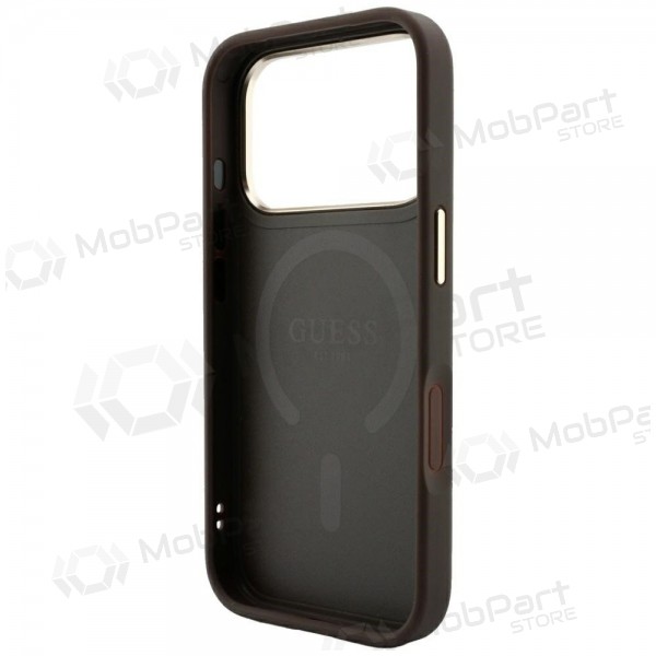Apple iPhone 18 Pro Max deksel - Guess PU Leather 4G Gold Frame Embossed MagSafe (brun)