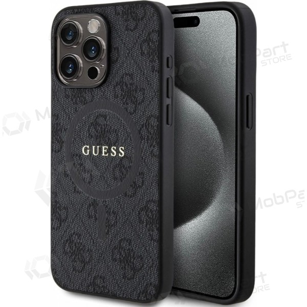 Apple iPhone 15 Pro Max deksel - Guess PU Leather 4G Colored Ring MagSafe (svart)