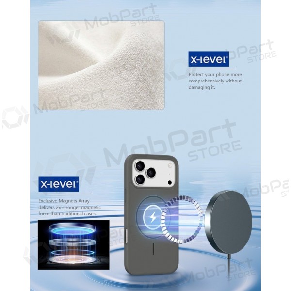 Apple iPhone 17 Pro Max, 18 Pro Max deksel - X-Level Fluid Skin MagSafe (blå)