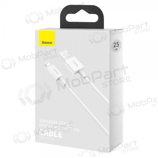 USB kabel Baseus Superior Lightning 2.4A 0.25m (hvit) CALYS-02