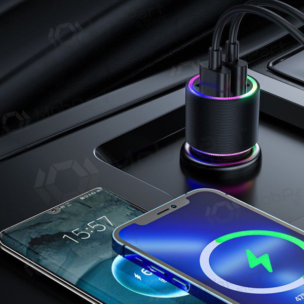 Lader automobilinis Joyroom JR-CL10 LED 2xUSB 24W (svart)