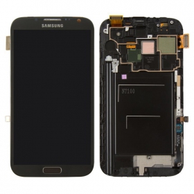 Samsung N7100 Galaxy Note 2 skjerm (svart) (med ramme) (service pack) (original)