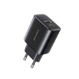 Telefonlader Awei PD85-EU 22.5 W USB-C + USB-A svart