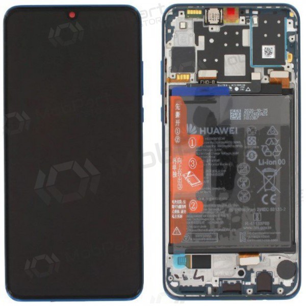 Huawei P30 Lite New Edition 2020 (02353FQE/02353DQS) skjerm (blå) (med ramme og batteri) (servicepakke) (original)