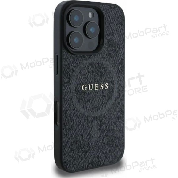Apple iPhone 16 Pro deksel - Guess PU Leather 4G Colored Ring MagSafe (svart)