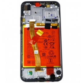 Huawei P20 Lite skjerm (svart) (med ramme og batteri) (service pack) (original)