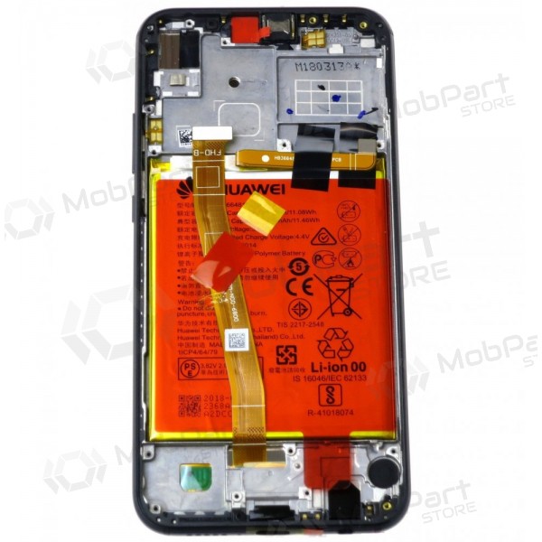 Huawei P20 Lite skjerm (svart) (med ramme og batteri) (service pack) (original)