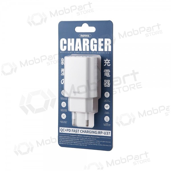 Telefonlader Remax RP-U37 20 W USB-C + USB-A hvit