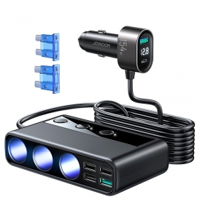 Lader automobilinis Joyroom 9in1 154W 3x12V, PD USB Type-C, QC3.0 USB-A, 4xUSB-A JR-CL06