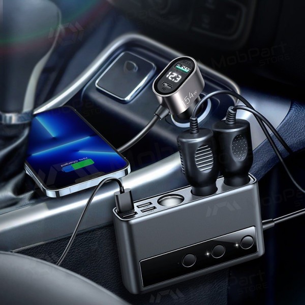 Lader automobilinis Joyroom 9in1 154W 3x12V, PD USB Type-C, QC3.0 USB-A, 4xUSB-A JR-CL06