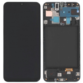 Samsung A305 Galaxy A30 (2019) skjerm (svart) (med ramme) (service pack) (original)