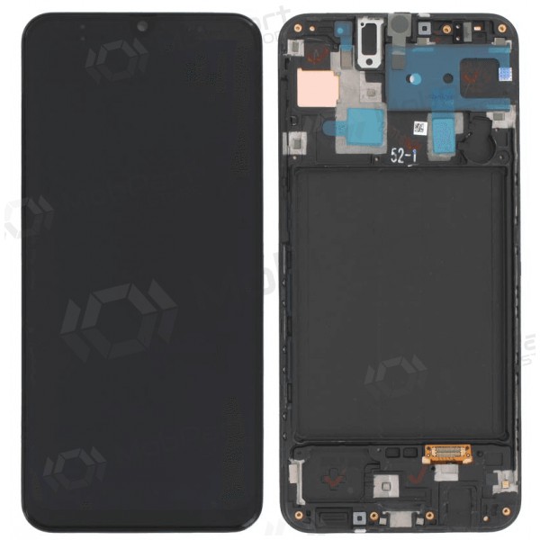 Samsung Galaxy A30 skjerm (svart) (med ramme) (original)