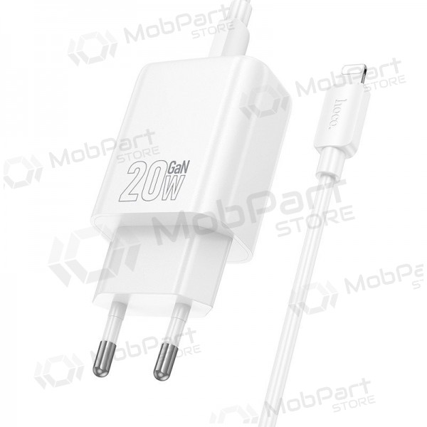 Lader Hoco N60 20W GaN USB-C + USB-C to Lightning cable 1.0m hvit