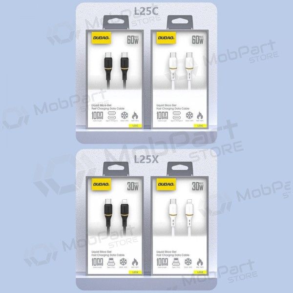 Lightning-kabel Dudao L25X USB-C til Lightning 1 m 30 W hvit