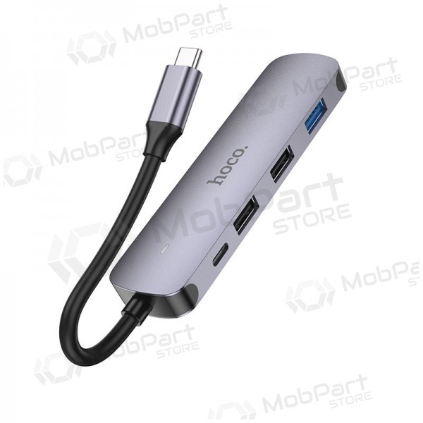 Adapter Hoco HB27 Type-C Multi-Function Converter HDMI+USB3.0+USB2.0*2+PD grå