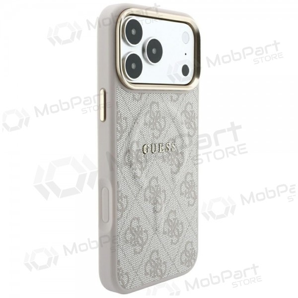 Apple iPhone 18 Pro Max deksel - Guess PU Leather 4G Gold Frame Embossed MagSafe (rosa)
