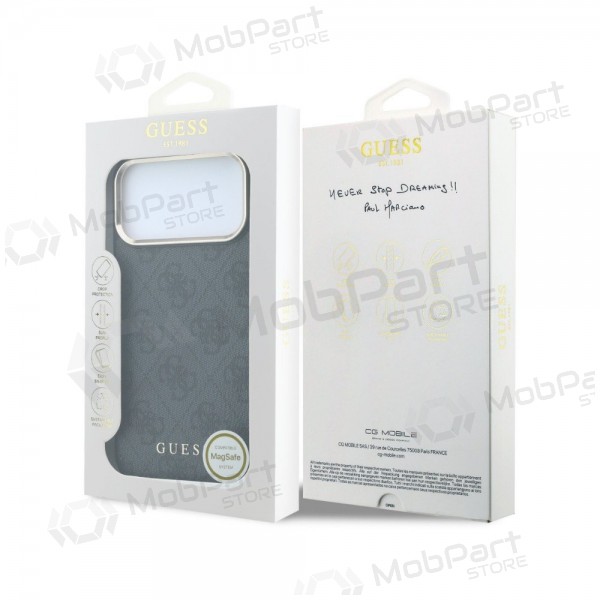 Apple iPhone 18 Pro deksel - Guess PU Leather 4G Gold Frame MagSafe (svart)