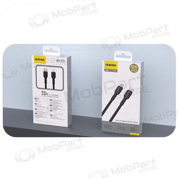 Lightning-kabel Dudao L9X USB-C til Lightning 1 m 30 W svart