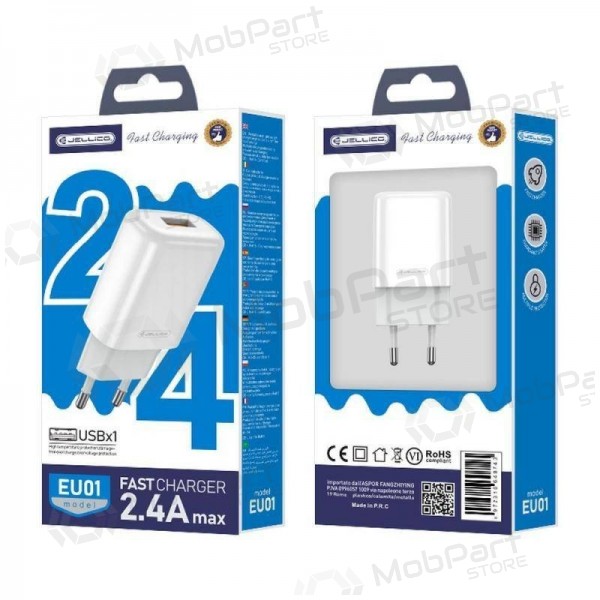Lader buitinis Jellico EU01 2.4A USB hvit